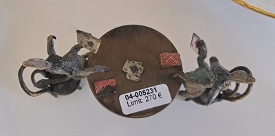 26915831d - Zwei Esel beim Kartenspiel, Wiener Bronze, sign. Bergmann u. Austria, bunt staffiert, ...
