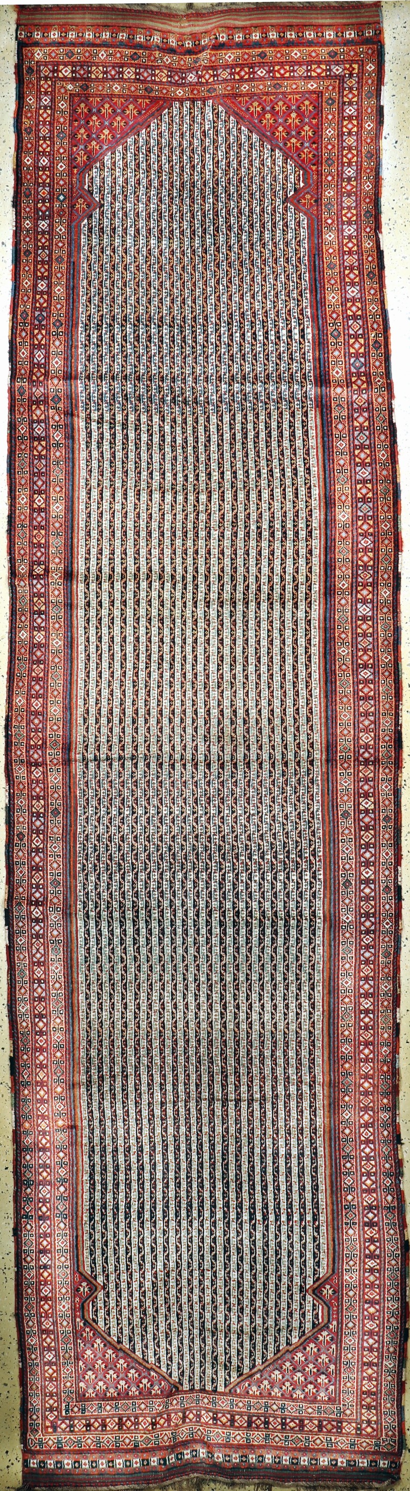 Antiker Khamseh, Persien, 19.Jhd, Wolle aufWolle, ca. 460 x 117 cm, gereinigt, EHZ: 2-3(Trittfalten)