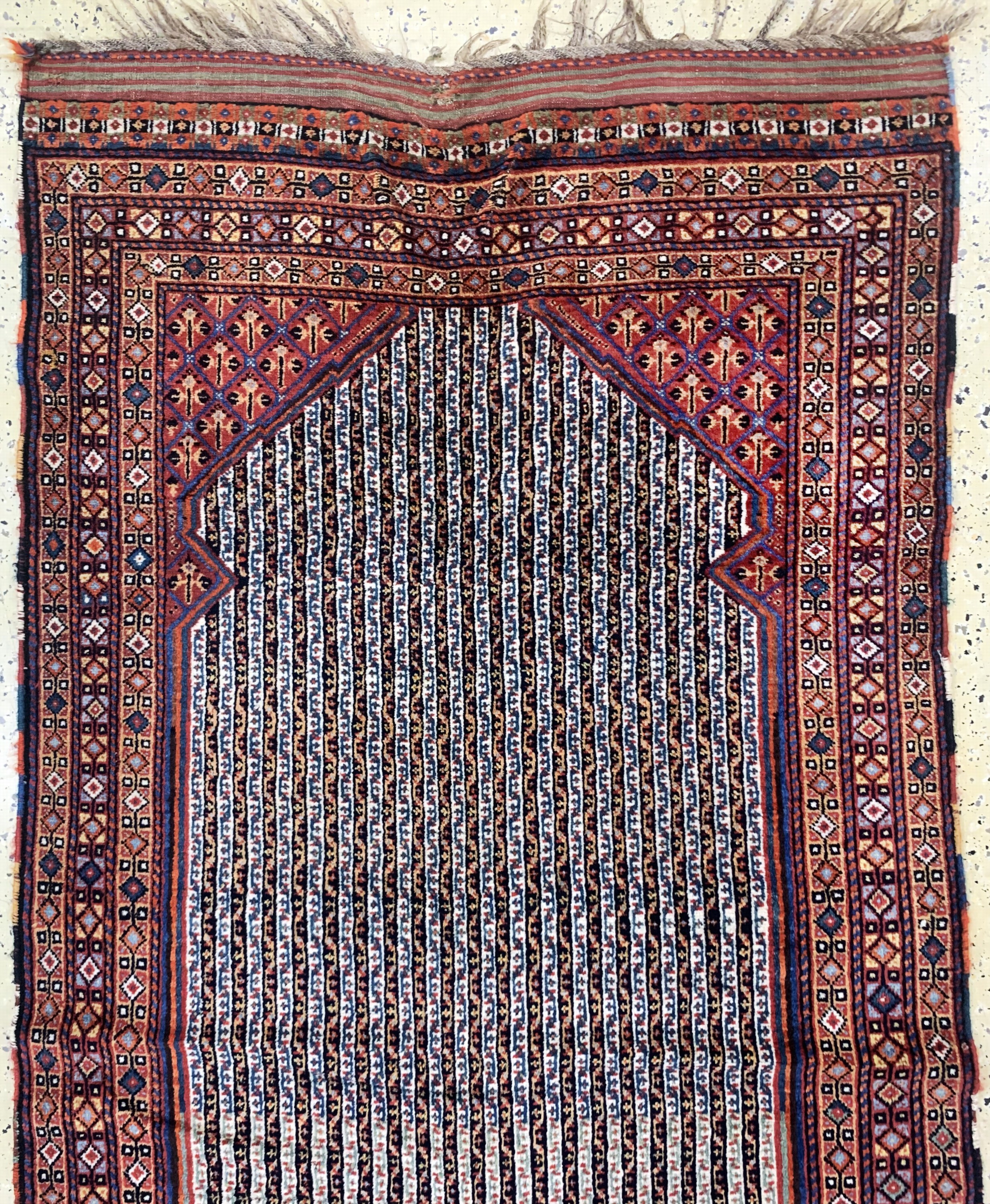 Detail a: Antiker Khamseh, Persien, 19.Jhd, Wolle aufWolle, ca. 460 x 117 cm, gereinigt, EHZ: 2-3(Trittfalten)