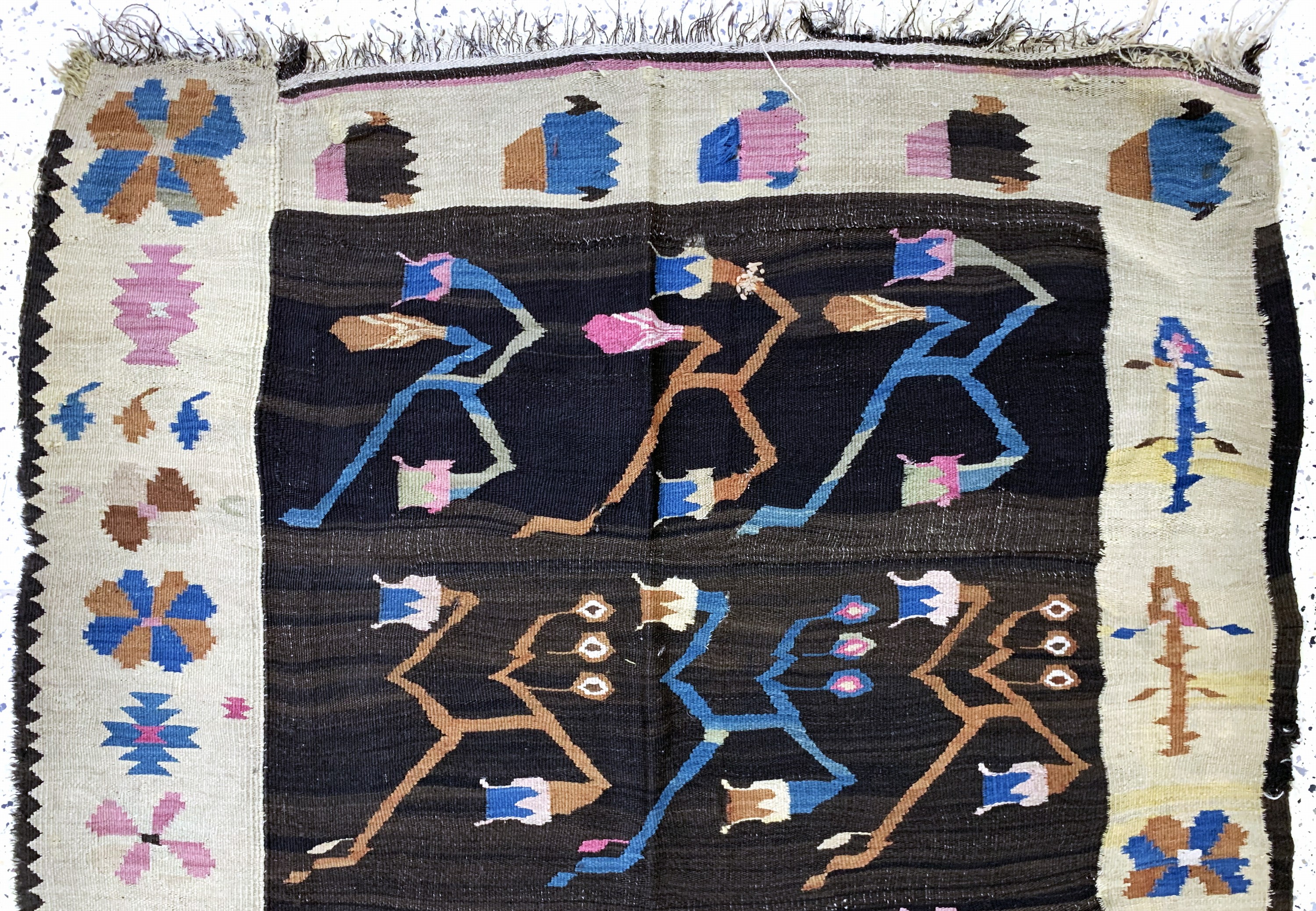 Detail a: Bessarabien Kelim antik, Balkan, um 1900, Wolle auf Wolle, ca. 400 x 140 cm, EHZ: 4