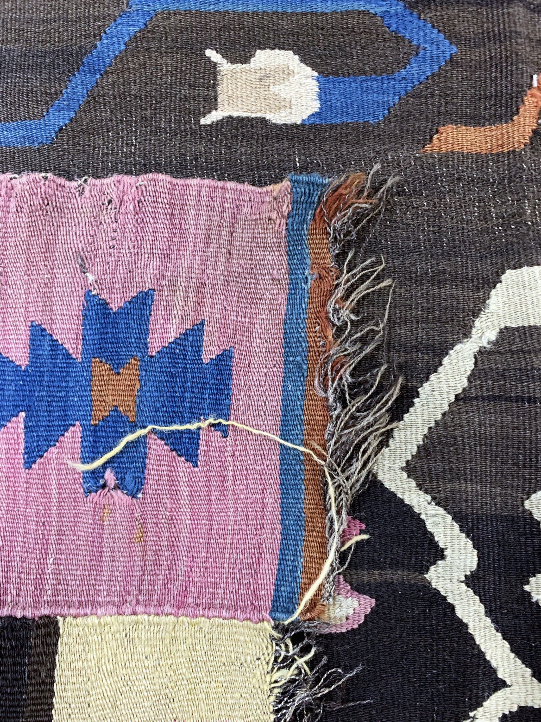 Detail g: Bessarabien Kelim antik, Balkan, um 1900, Wolle auf Wolle, ca. 400 x 140 cm, EHZ: 4