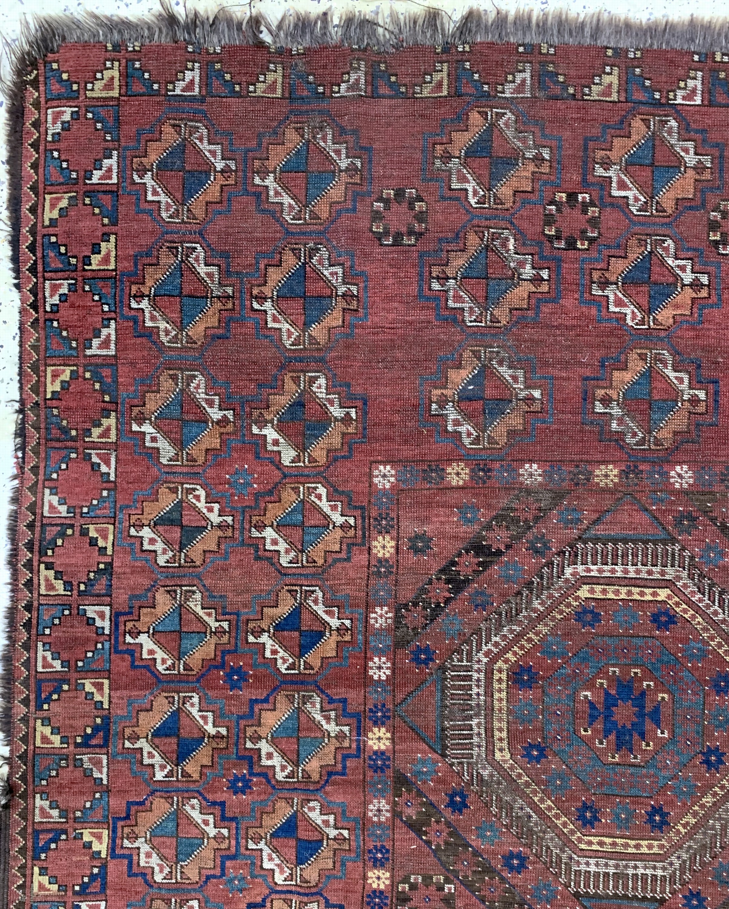 Detail e: Antiker Beschir, Turkmenistan, 19.Jhd, Wolle auf Wolle, ca. 435 x 240 cm, EHZ: 4