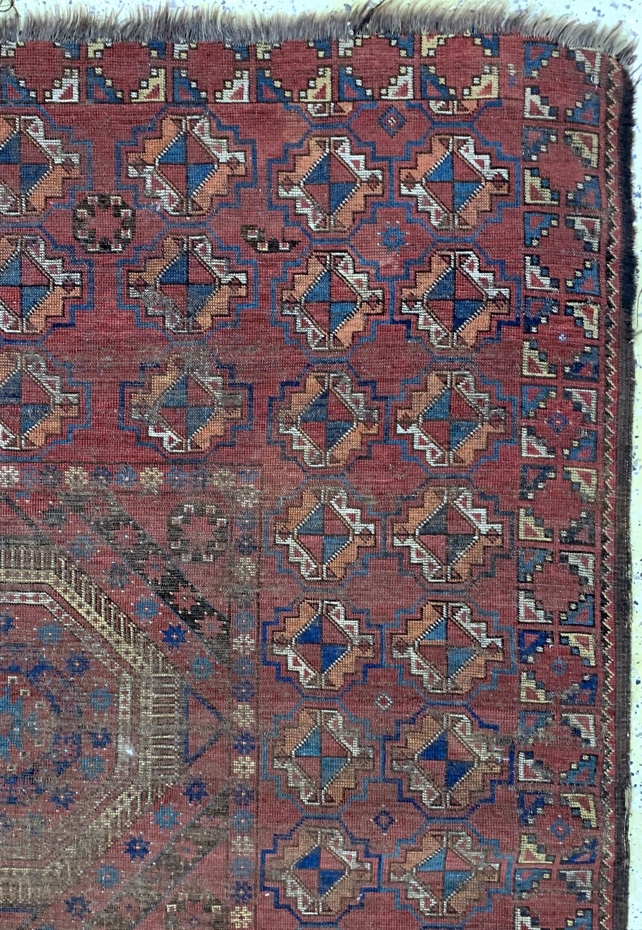 Detail f: Antiker Beschir, Turkmenistan, 19.Jhd, Wolle auf Wolle, ca. 435 x 240 cm, EHZ: 4