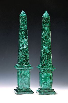 Image 26915974 - Paar Obelisken aus Malachit, neuzeitlich, H. je ca. 40cm
