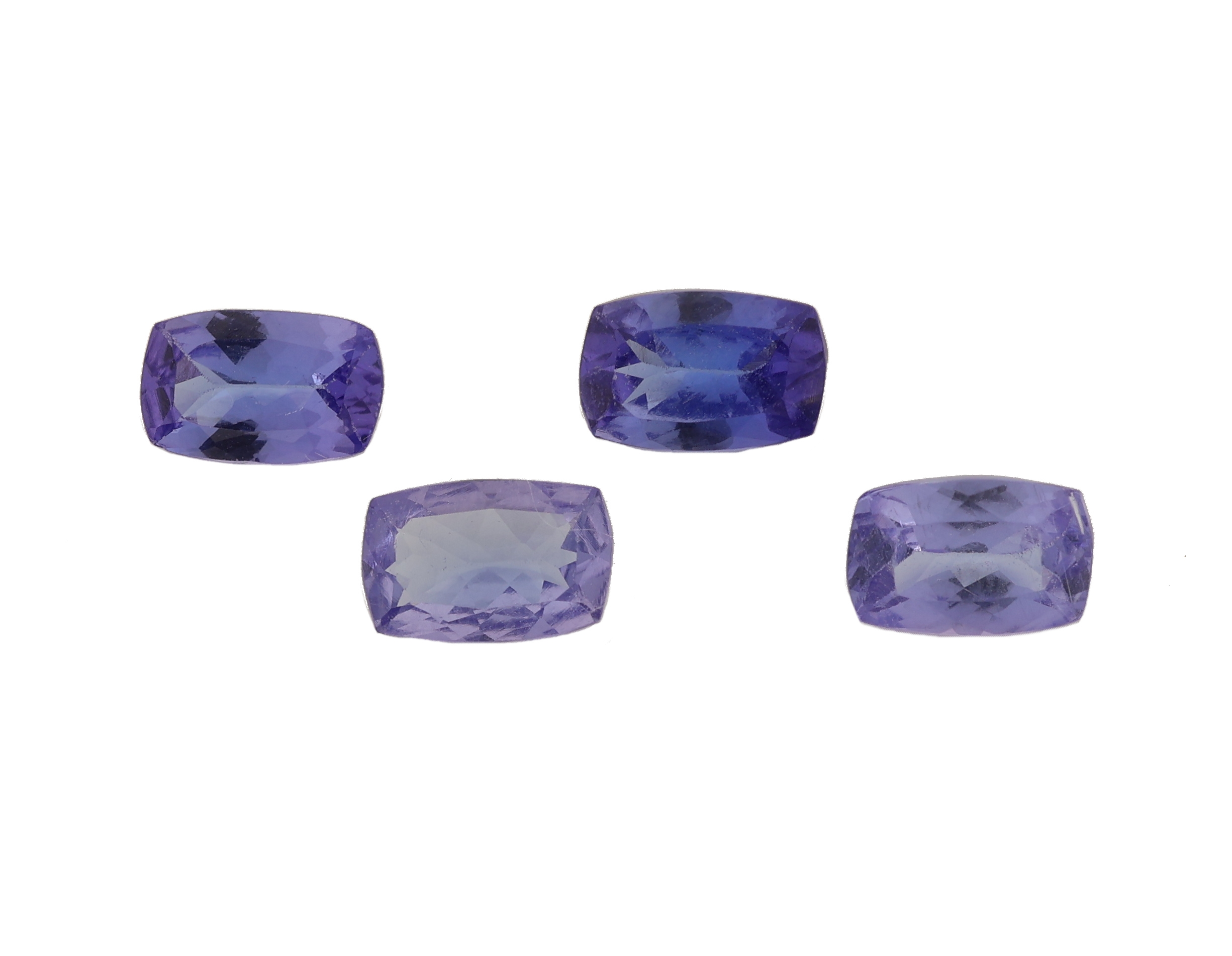 Konvolut 4 Tansanite zus. ca. 1.995 ct, facett. Rechtecke, versch. Blautöne