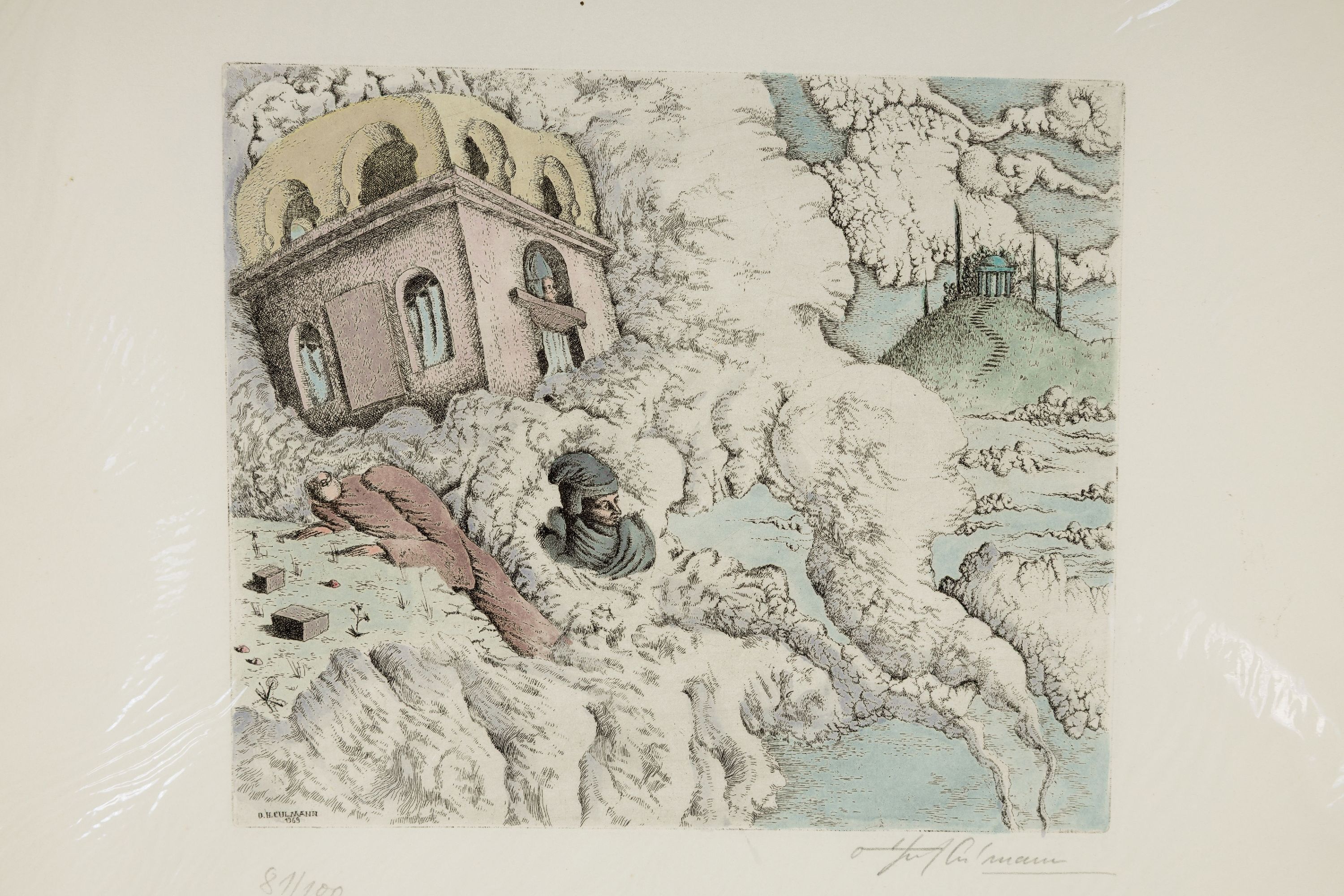 Detail m: Otfried H. Culmann, geb. 1949 Billigheim, 3 handsignierte und num. Farbradierungen: 1x dat. 70 und num. 1/160, ca. 16x20.5cm; 1x Stunde des ...