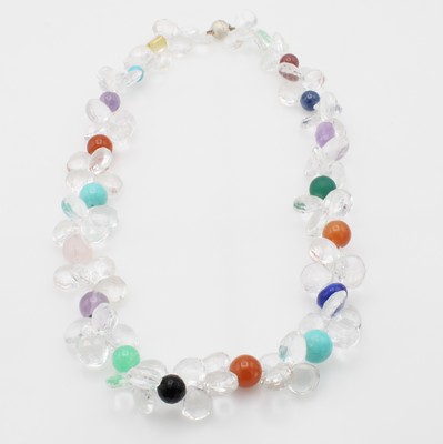 Image 26916012 - Kette mit Karneolen, Bergkristallen, Larimar, Onyxen u. Achaten, Magnetschl. 925er ...
