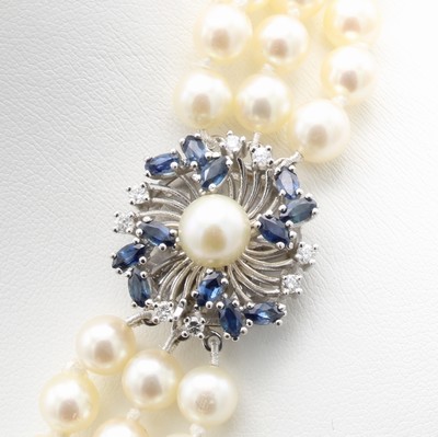 26916016a - 3-reihiges Akoyazuchtperlcollier mit Schmuck- schließe, GG 585/000 bes. m. ...