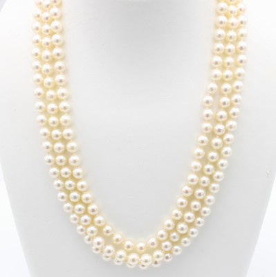 26916016b - 3-reihiges Akoyazuchtperlcollier mit Schmuck- schließe, GG 585/000 bes. m. ...