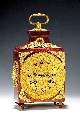 Image 26916029 - Kleine Pendule, Frankreich, um 1870, in Form einer Offiziers-Reiseuhr, Holzgehäuse ...