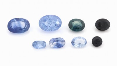 Image Konvolut 8 Saphire zus. ca. 4.71 ct, oval- und rundfacett., Blau und Grün ...