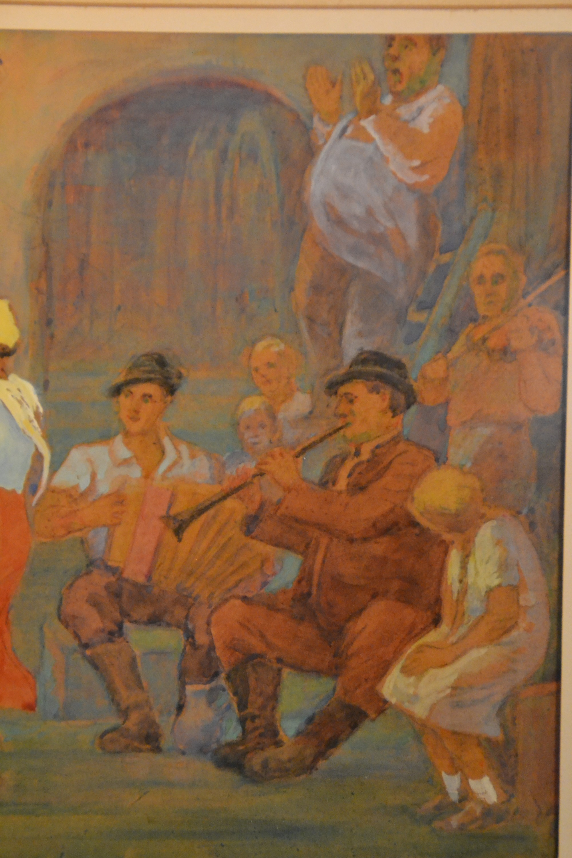 Detail b: Adolf Kessler, 1890 Godramstein-1974, Tanzende Paare, wohl auf einer Winzerhochzeit, Gouache auf Papier, links unten sign., ca. 20x30cm, PP, u.Gl., ...