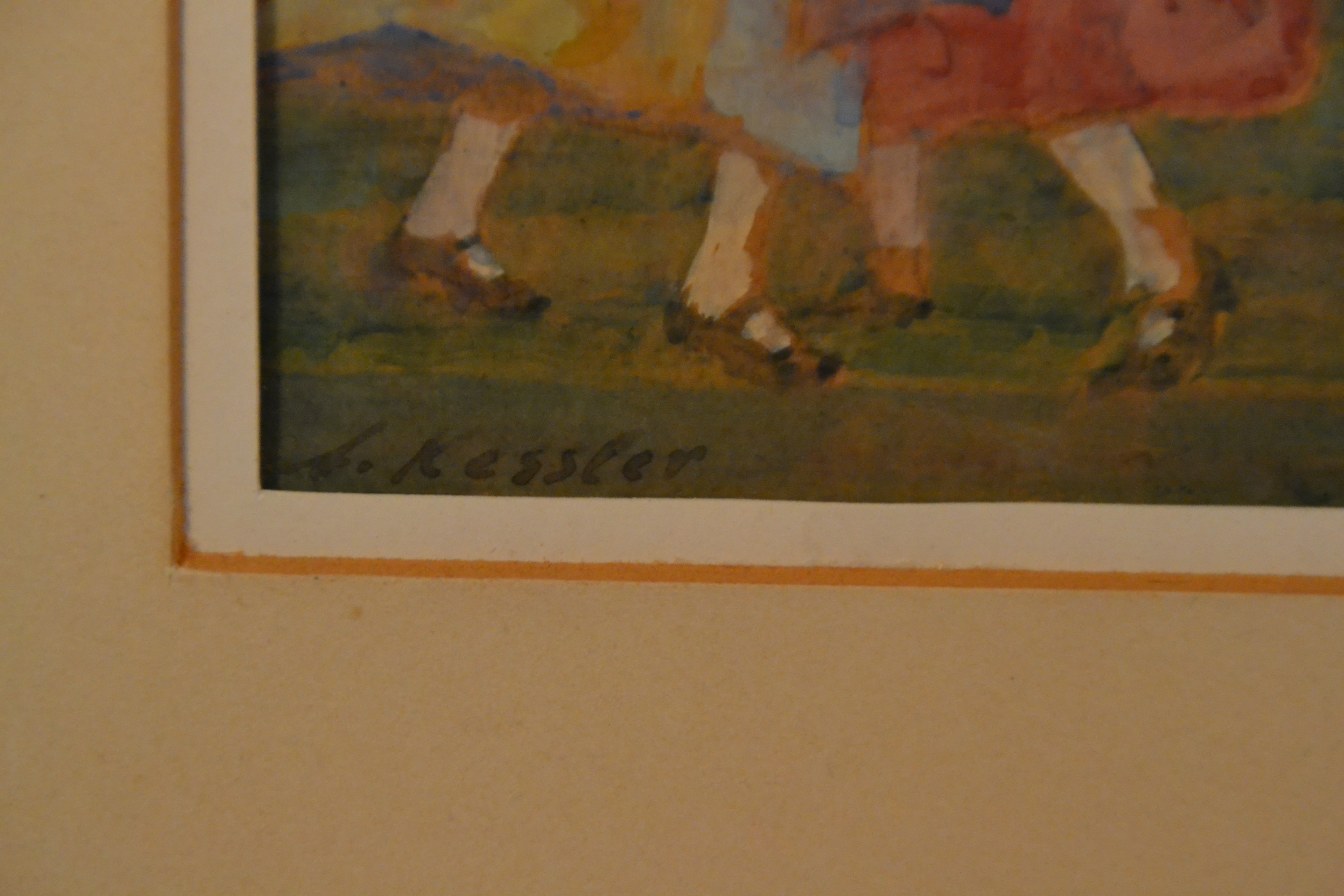 Detail c: Adolf Kessler, 1890 Godramstein-1974, Tanzende Paare, wohl auf einer Winzerhochzeit, Gouache auf Papier, links unten sign., ca. 20x30cm, PP, u.Gl., ...