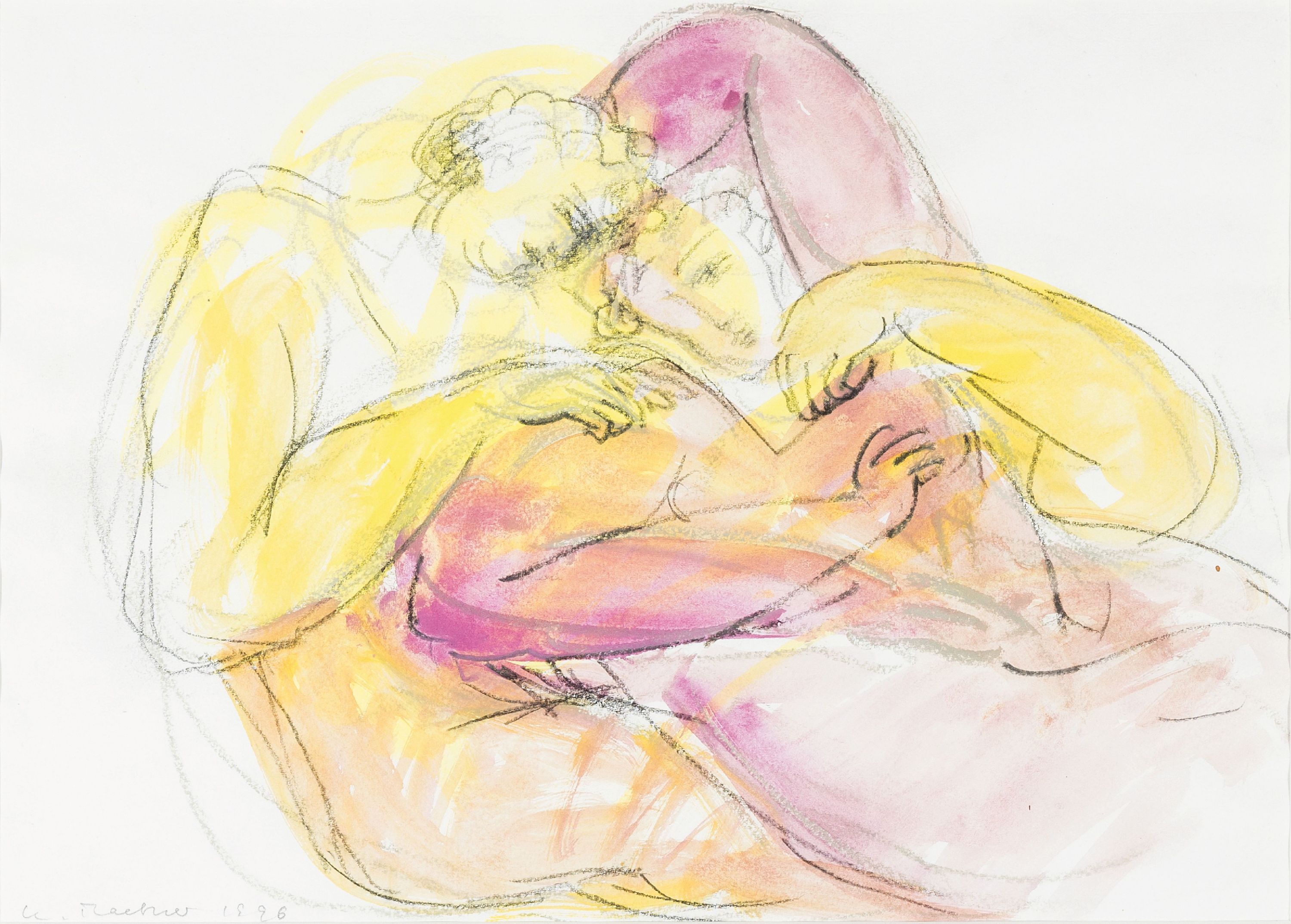 Detail b: Christiane Maether, 1941 Berlin-2024, 3 aquarellierten Zeichnungen, alle handsign., 1x Zwei in einem, auf Kuchenkarton, betitelt und dat. 94, ca. ...