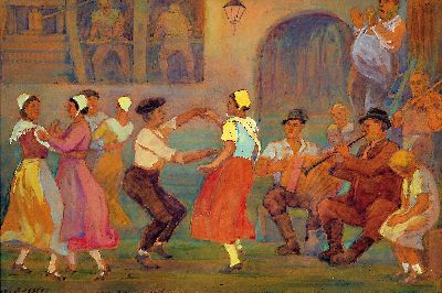 Image 26916100 - Adolf Kessler, 1890 Godramstein-1974, Tanzende Paare, wohl auf einer Winzerhochzeit, ...