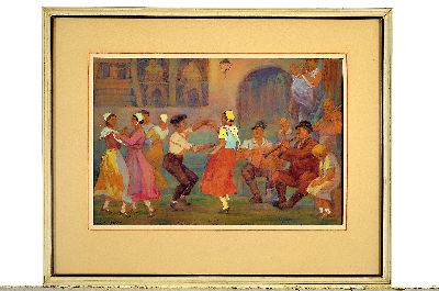 26916100k - Adolf Kessler, 1890 Godramstein-1974, Tanzende Paare, wohl auf einer Winzerhochzeit, ...
