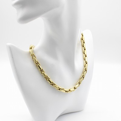 26916176a - Massives Collier, GG 585/000, Glieder z.T. feinsatiniert, große Federringschl., L. ...