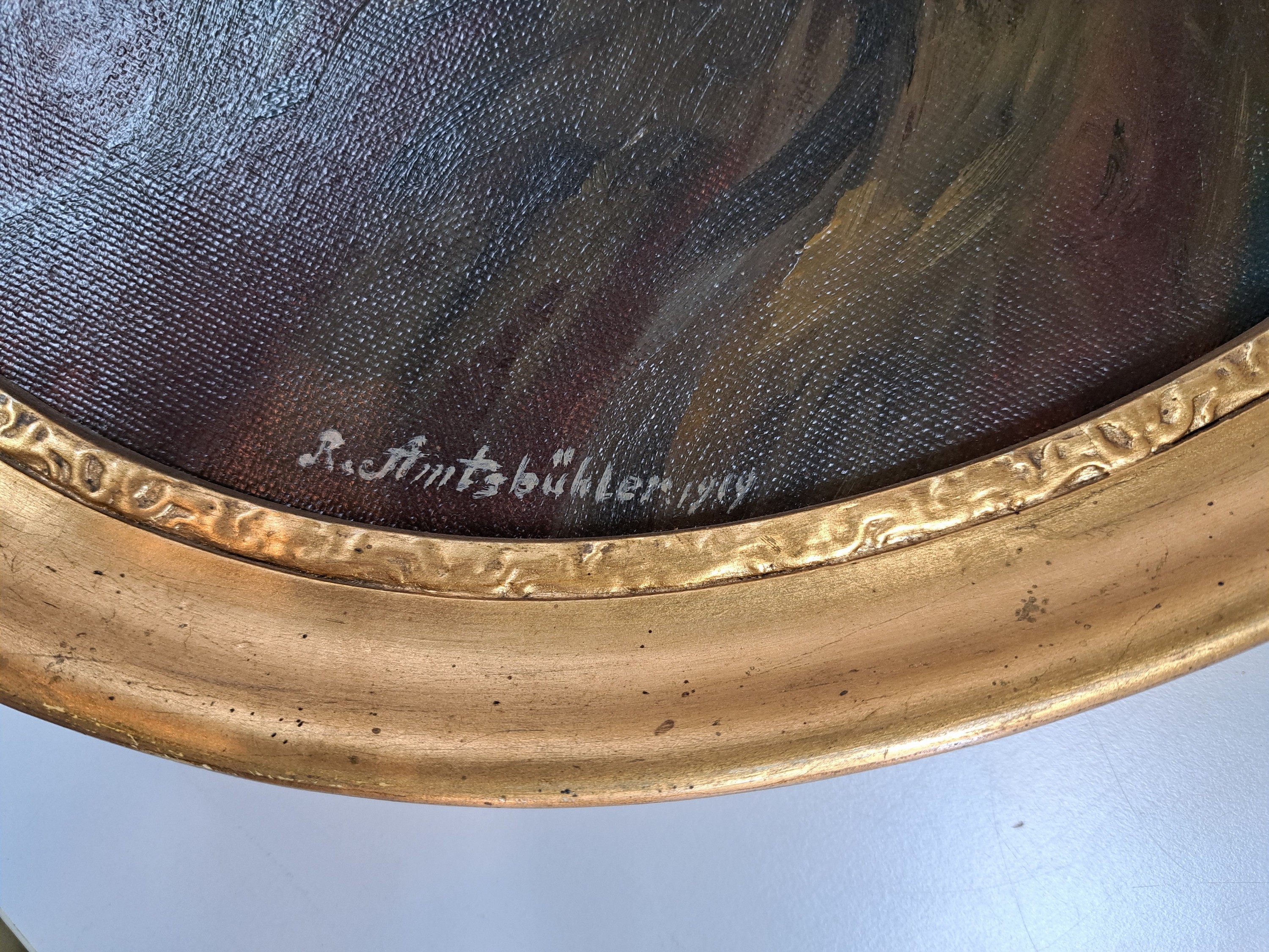 Detail b: Reinhard Amtsbühler, 1875, Lautenbach/Renchtal-1961 Karlsruhe, Porträt eines Mädchens, Öl/Lwd, sign. und dat. 1919, im Oval ca.50x40cm, R. ca. ...