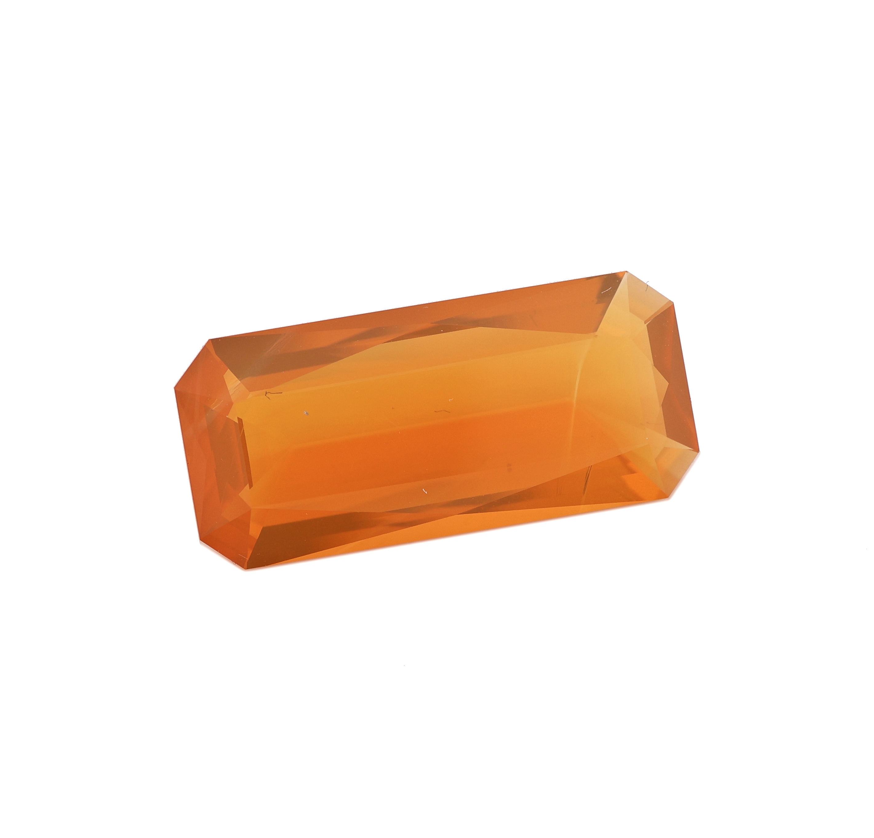 Detail a: Loser facett. Feueropal-Baguette, 6.19 ct, 2 x 1 x 0.5 cm