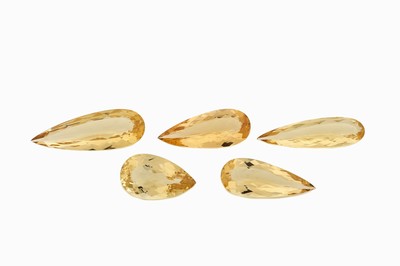 Image 26916407 - Lot 5 lose facett. Goldberylle, zus. 30.09 ct,Tropfen in versch. Größen ...