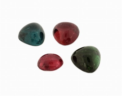 Image Lot 4 lose Turmalin-Cabochons, zus. 40.92 ct, in versch. Formen, Farben und ...