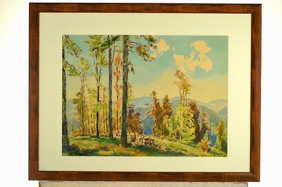 Image 26916490 - Karl Graf, 1902-1986 Speyer, Pfälzer Wald beim Forsthaus Schwarzsohl, Aquarell auf ...