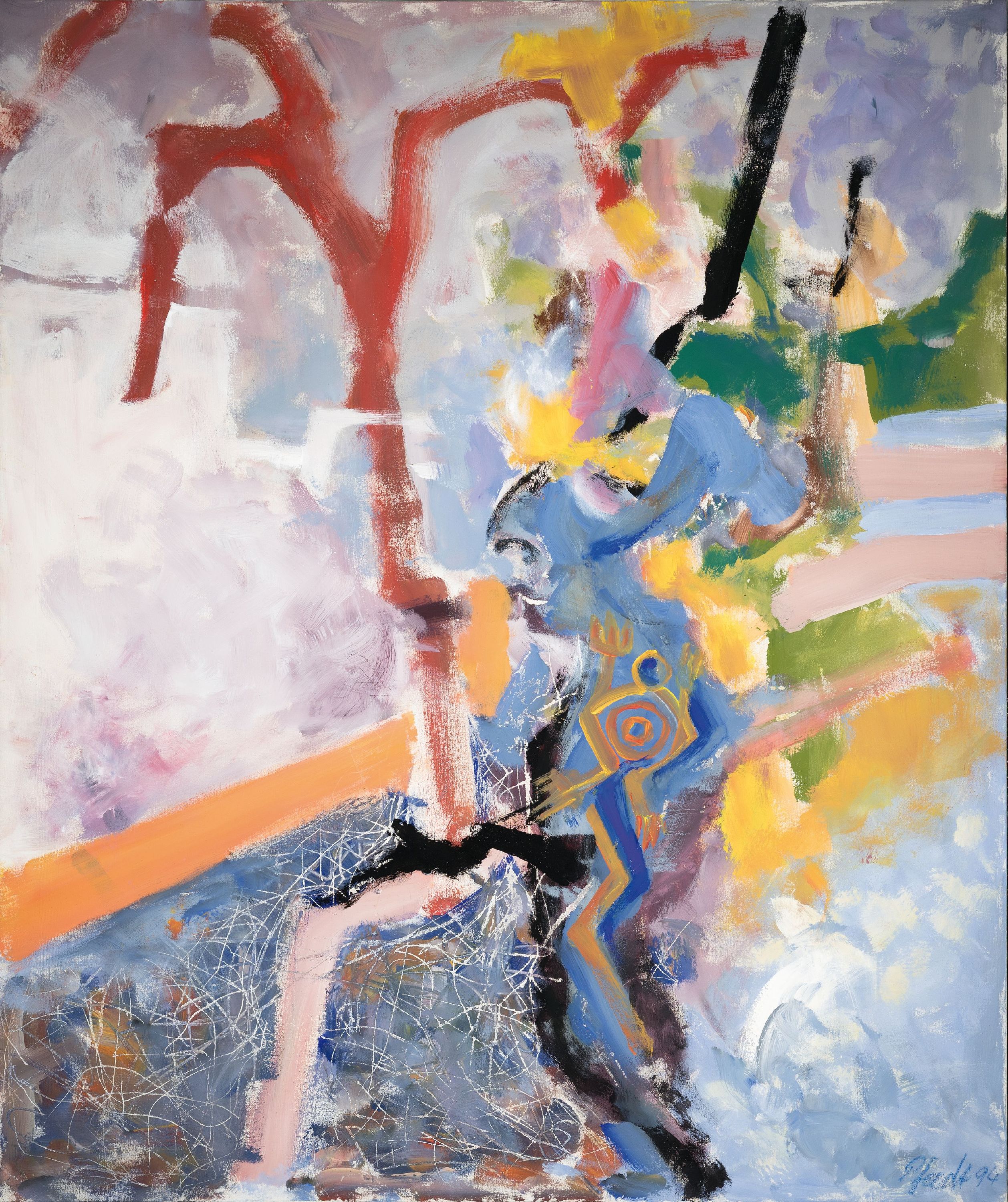 Georg Pfadt, geb. 1937 Leimersheim/Pfalz, Abstrakte Komposition, Öl/Lwd, rechts unten signiert und dat. 94, ca. 125x105cm, Rahmen ca. 126x106cm