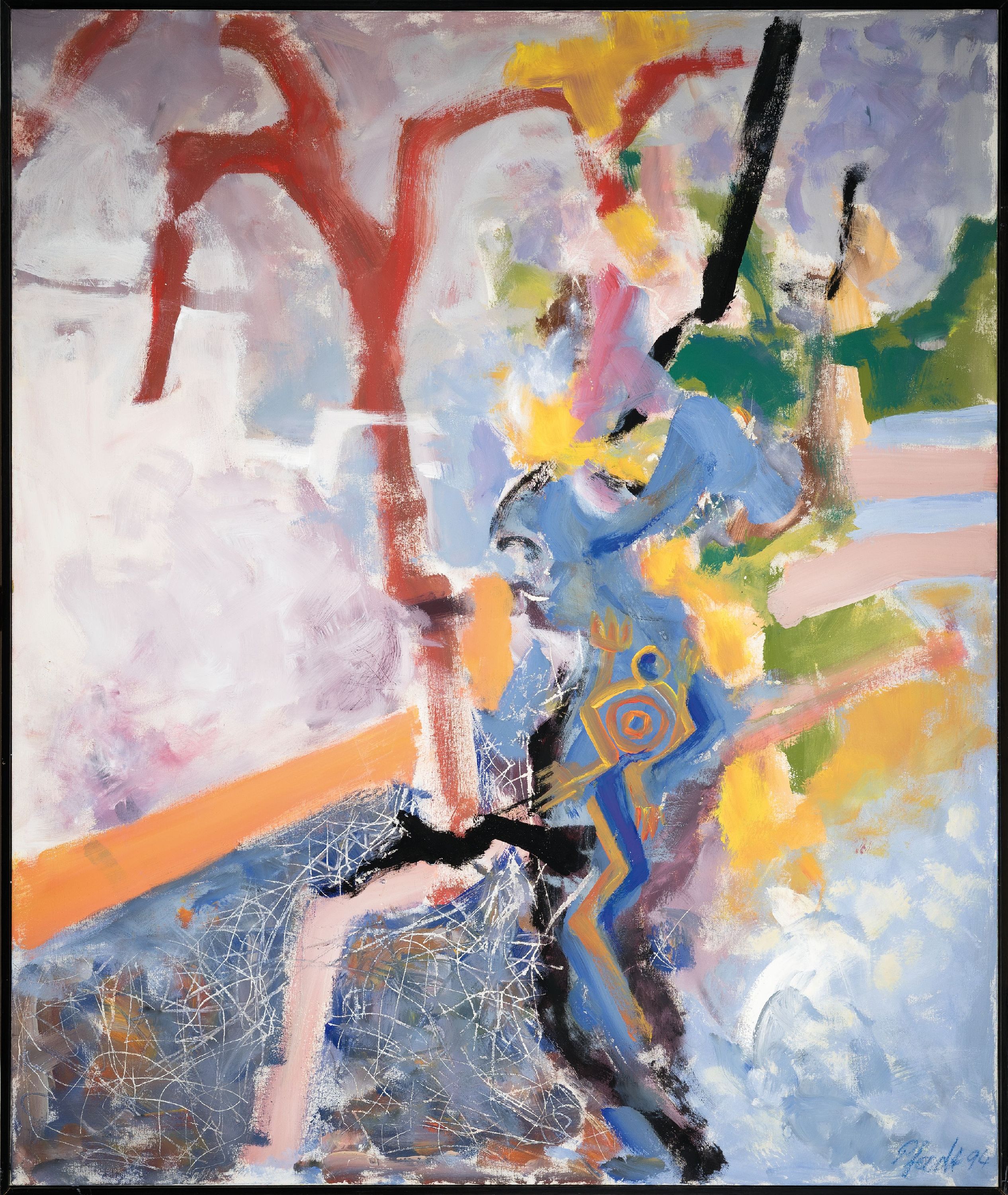 Detail k: Georg Pfadt, geb. 1937 Leimersheim/Pfalz, Abstrakte Komposition, Öl/Lwd, rechts unten signiert und dat. 94, ca. 125x105cm, Rahmen ca. 126x106cm