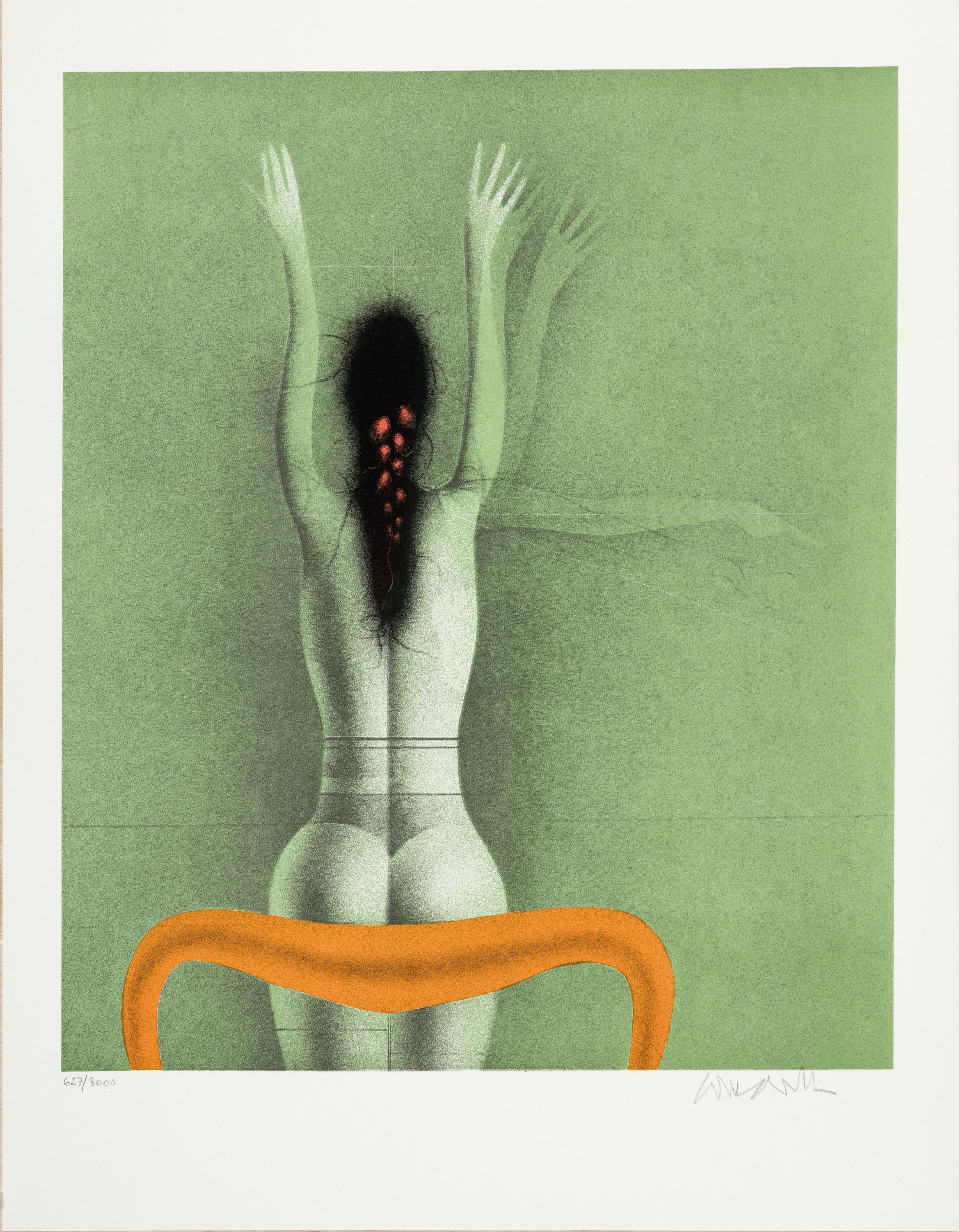 Detail n: Paul Wunderlich, 1927-2010, Mappe "Femmes" mit 3 Farblithographien: Torso, Mit dem Gesicht zur Wand und Die geflügelte Nike, alle ...