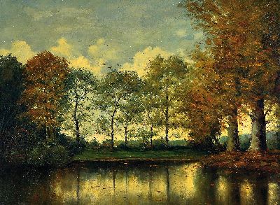 Image 26916507 - Hanns-Ewald Rotert, geb. 1884 Osnabrück, Waldlandschaft mit See, Öl/Lwd, links ...
