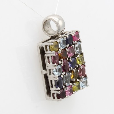 26916515a - Anhänger mit Farbsteinen, WG 585/000, bunte Turmaline u. Aquamarine in ...
