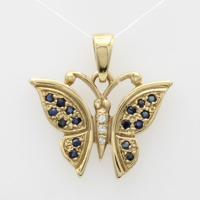Image Anhänger "Schmetterling" mit Saphiren und Brillanten, GG 585/000, Brill. ...