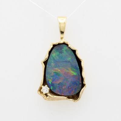 Image Anhänger mit Opaldoublette und Brillant, GG 585/000, Brill. ca. 0.06 ct feines ...