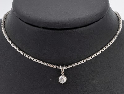 Image 26916534 - 18 kt Gold Brillant-Anhänger, WG 750/000, Brillant ca. 0.50 ct Weiß/si, an ...