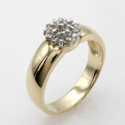 26916591a - Ring mit Brillanten, GG 585/000, z.T. rhod., Brill. zus. ca. 0.15 ct Weiß//p1, RW ...