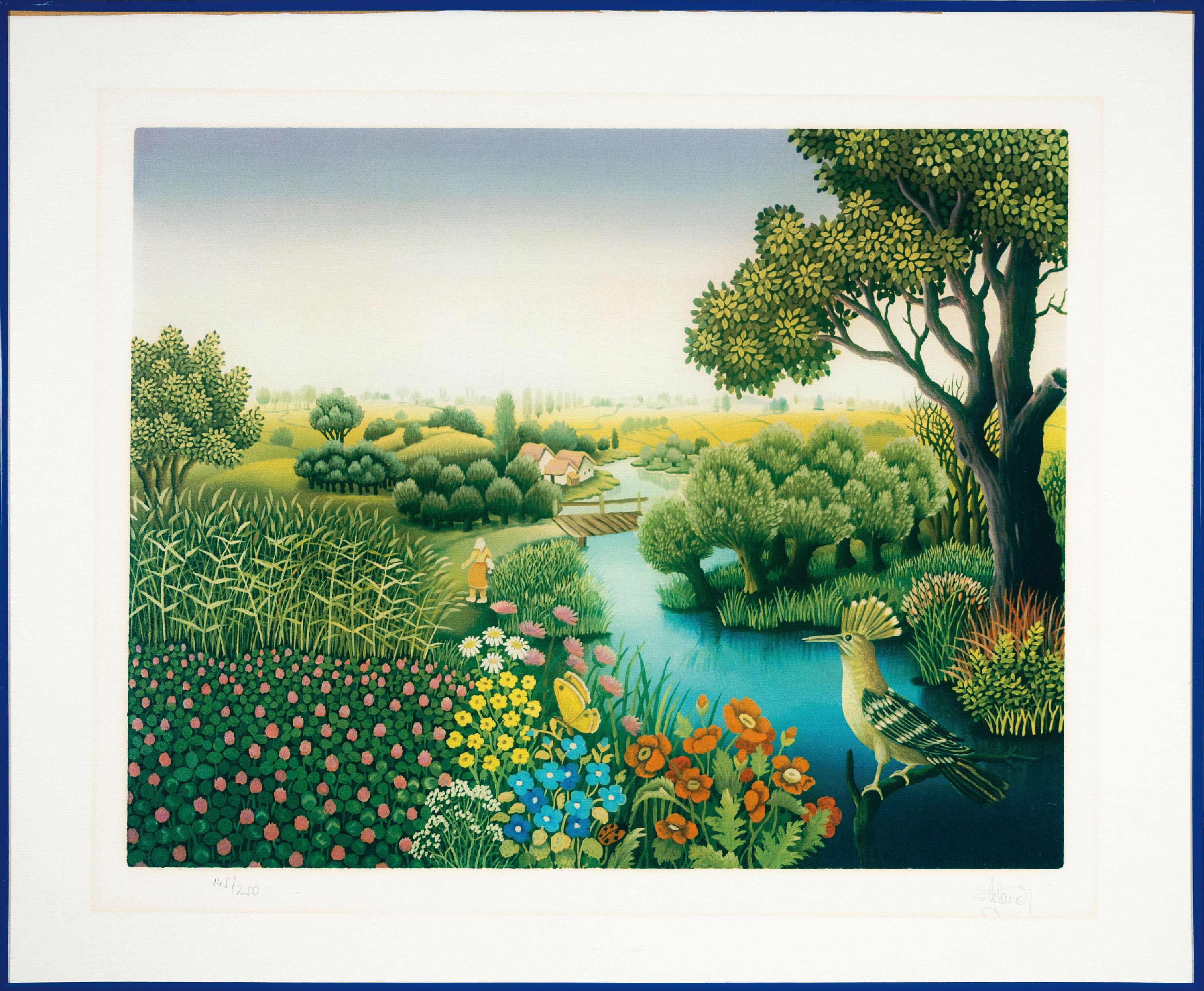Detail k: Ivan Stefanek, geb. 1942 Hradtovsko/Kroatien, Sommerlandschaft mit blumenbestandenem Bachlauf, Farblithographie, handsigniert, num. 145/250, ca. ...