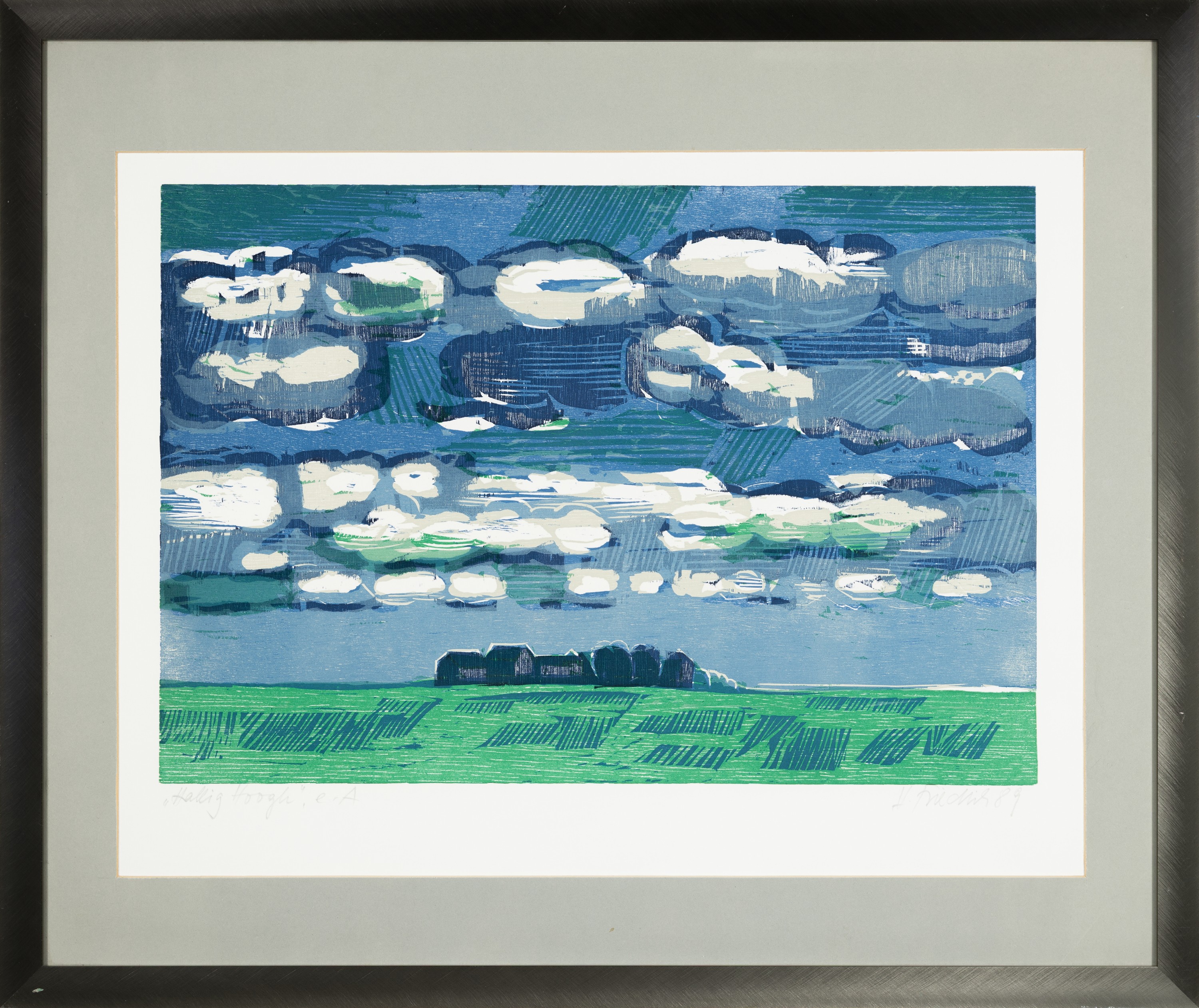 Heinz Friedrich, 1924-2018 Schwetzingen, Hallig Hoogh, Farbholzschnitt von 1989, handsign. und dat., betitelt, bez. e.a., ca. 32x47cm, PP, u.Gl., R. ...