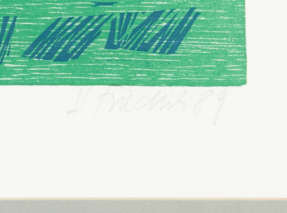 Detail a: Heinz Friedrich, 1924-2018 Schwetzingen, Hallig Hoogh, Farbholzschnitt von 1989, handsign. und dat., betitelt, bez. e.a., ca. 32x47cm, PP, u.Gl., R. ...