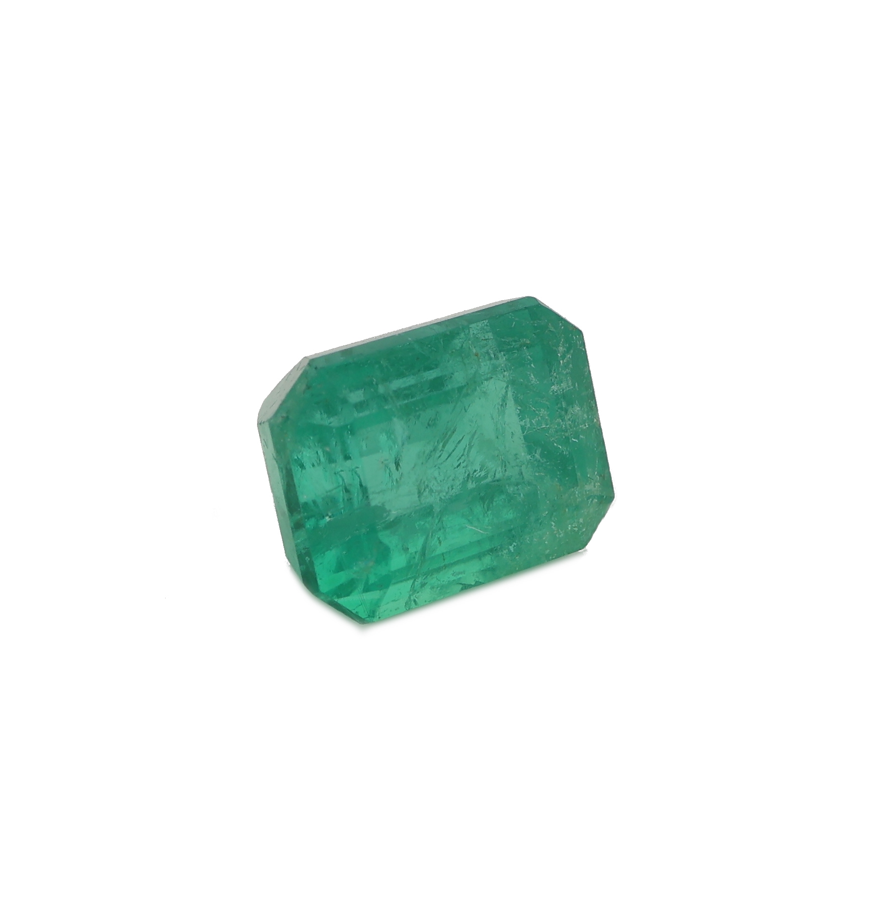 Detail a: Loser facett. Smaragd, 2.74 ct, im Octagon Schliff, 8.40 x 6.59 x 5.98 mm, Anzeichen von reinheitsbeh., GEC Report anbei