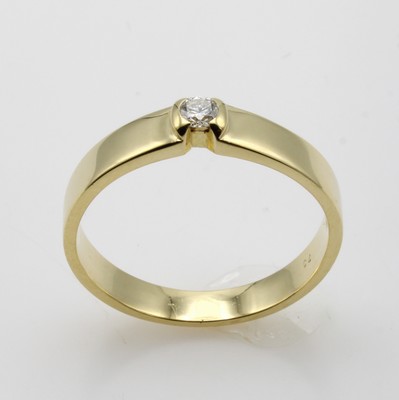 Image 26916622 - Ring mit Brillant, GG 750/000, Brill. ca. 0.10 ct Weiß/si, sign. CHRIST, RW ca. 55 ...