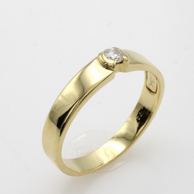 26916622a - Ring mit Brillant, GG 750/000, Brill. ca. 0.10 ct Weiß/si, sign. CHRIST, RW ca. 55 ...
