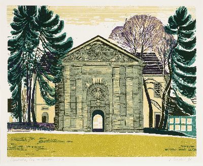 Image 26916652 - Heinz Friedrich, 1924-2018 Schwetzingen, Deutsches Tor in Landau, Farbholzschnitt, ...