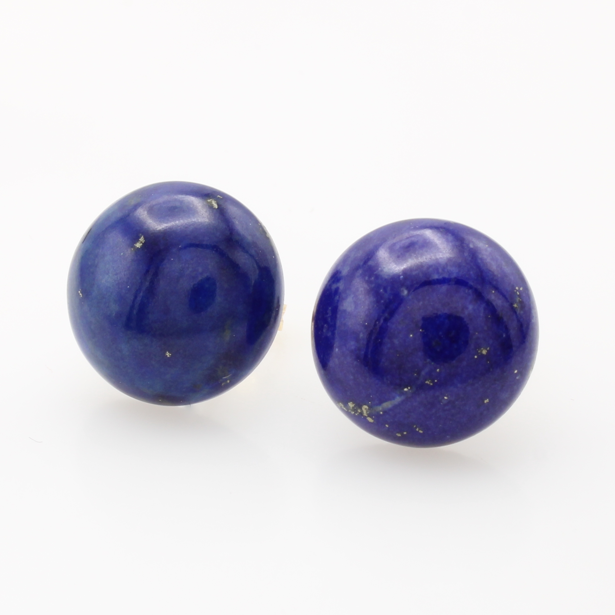 Image 26916704 - Paar Ohrstecker mit Lapislazuli, GG 585/000, 2 runde Lapis ca. 15 mm Schätzpreis: 640, ...