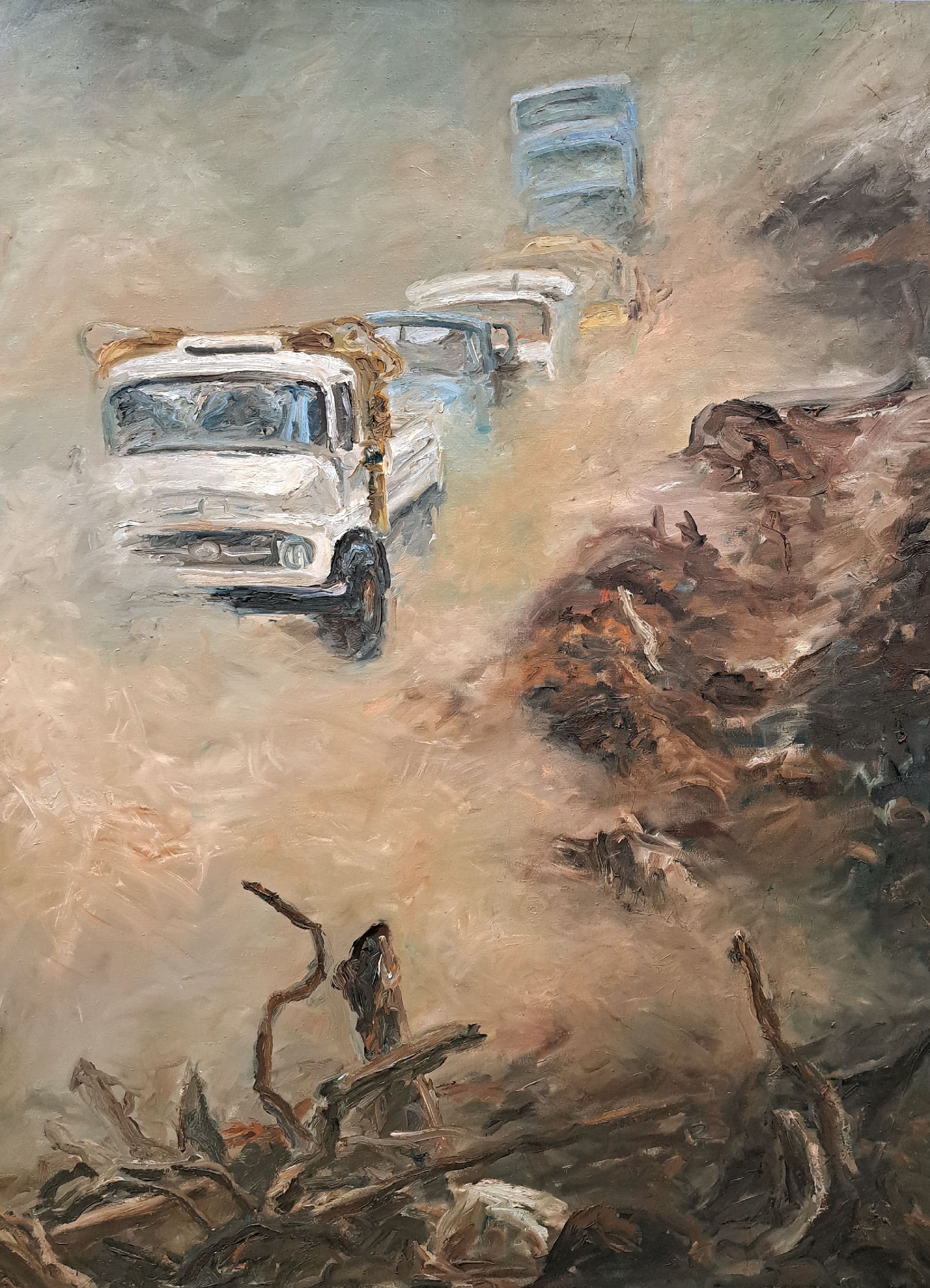 Prof. Ralph Fleck, geb. 1951 Freiburg, "Transamazonika", 1970er-Jahre, Öl/Lwd, 160x120 cm, Provenienz: Nachlass Privatbesitz, 1978 in der ...