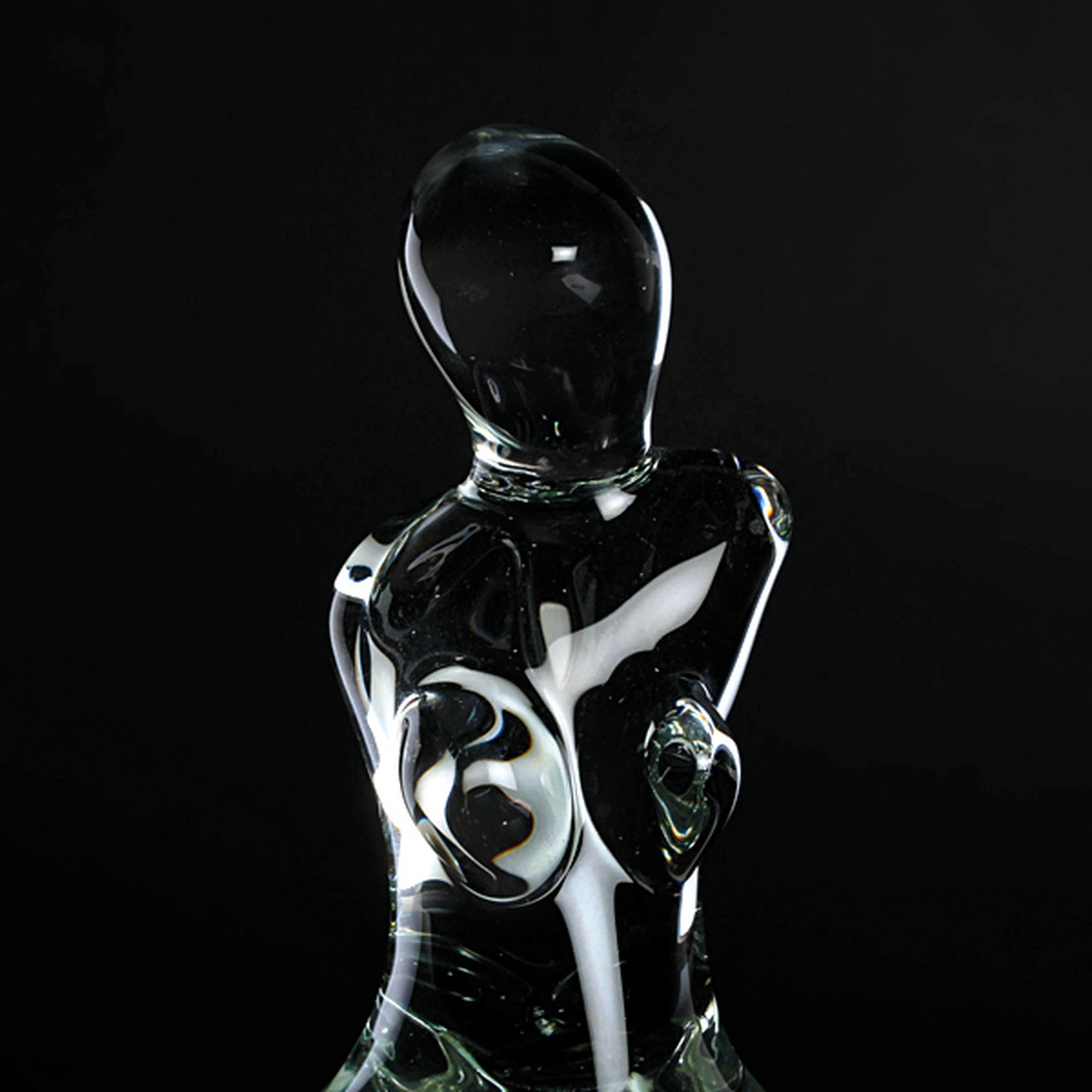 Detail b: 2 Glasskulpturen, Ermanno Nason für Cenedese und Seguso, Murano, unterschiedlich grün getöntes Glas, Mutter mit Kind von Ermanno Nason H. 26 cm; ...