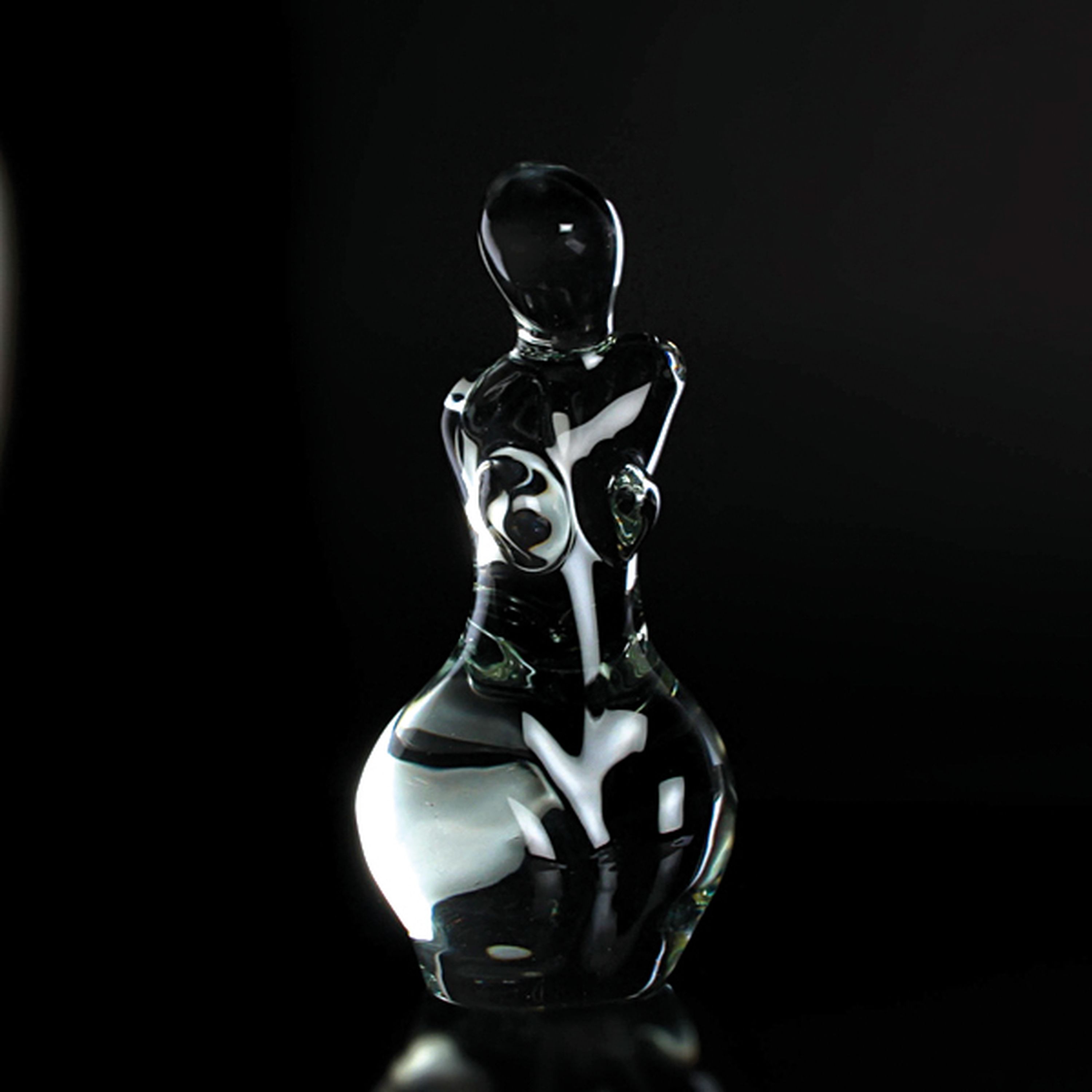 Detail c: 2 Glasskulpturen, Ermanno Nason für Cenedese und Seguso, Murano, unterschiedlich grün getöntes Glas, Mutter mit Kind von Ermanno Nason H. 26 cm; ...