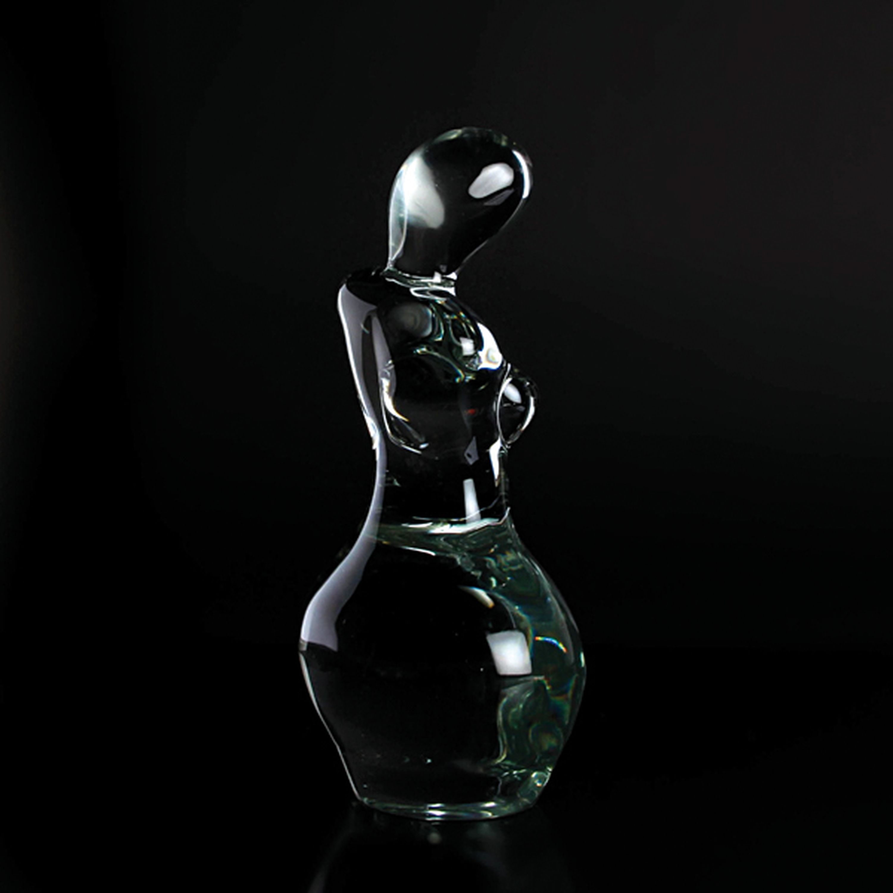 Detail e: 2 Glasskulpturen, Ermanno Nason für Cenedese und Seguso, Murano, unterschiedlich grün getöntes Glas, Mutter mit Kind von Ermanno Nason H. 26 cm; ...