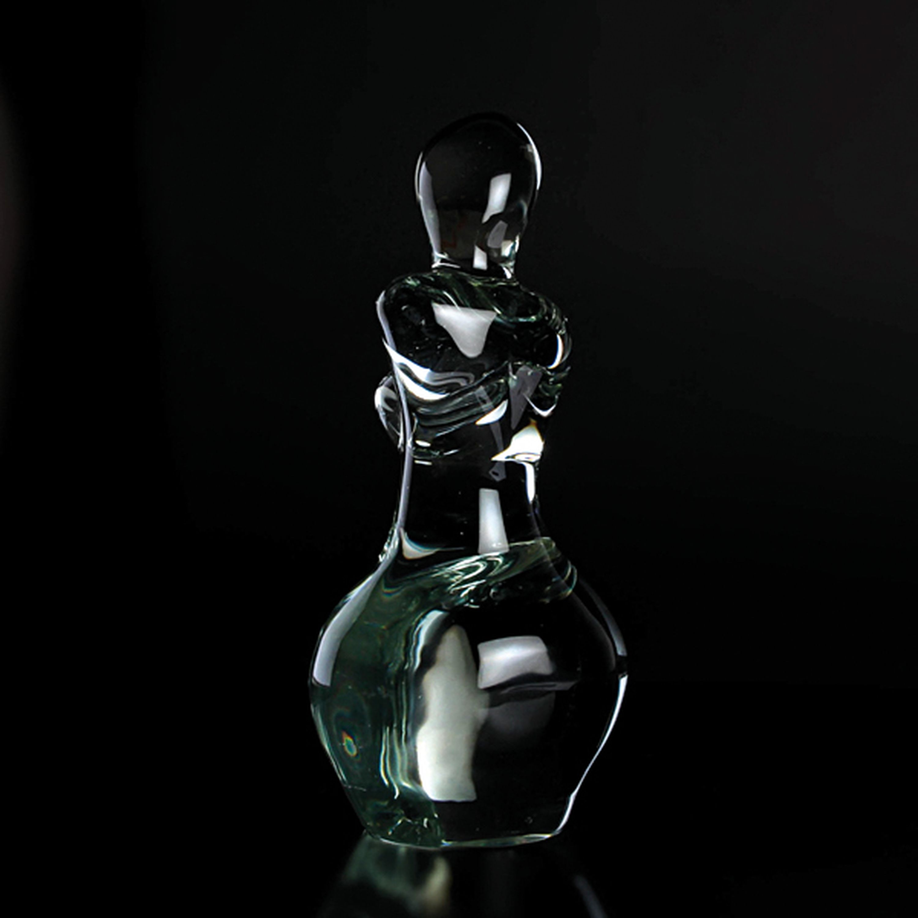 Detail f: 2 Glasskulpturen, Ermanno Nason für Cenedese und Seguso, Murano, unterschiedlich grün getöntes Glas, Mutter mit Kind von Ermanno Nason H. 26 cm; ...