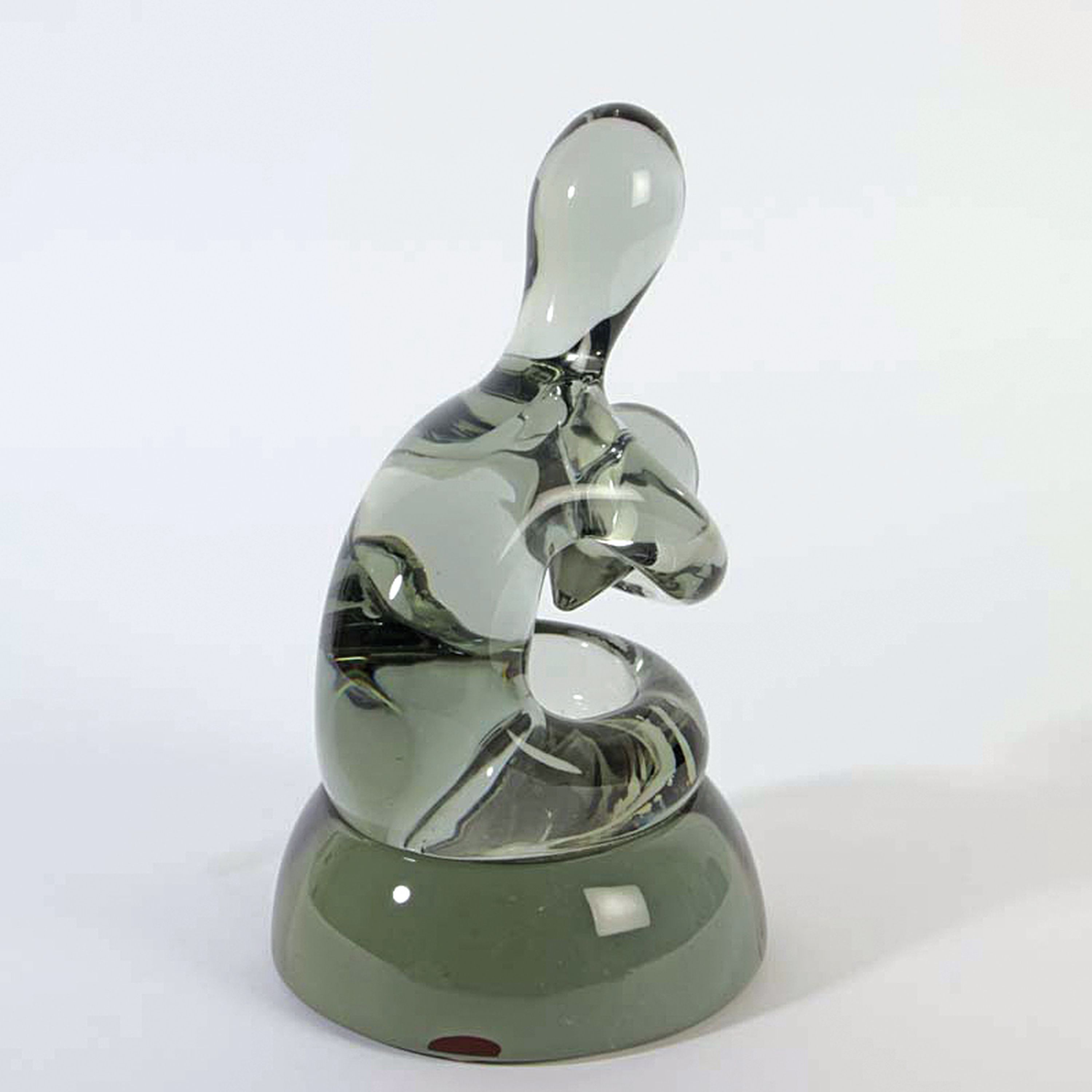 Detail i: 2 Glasskulpturen, Ermanno Nason für Cenedese und Seguso, Murano, unterschiedlich grün getöntes Glas, Mutter mit Kind von Ermanno Nason H. 26 cm; ...