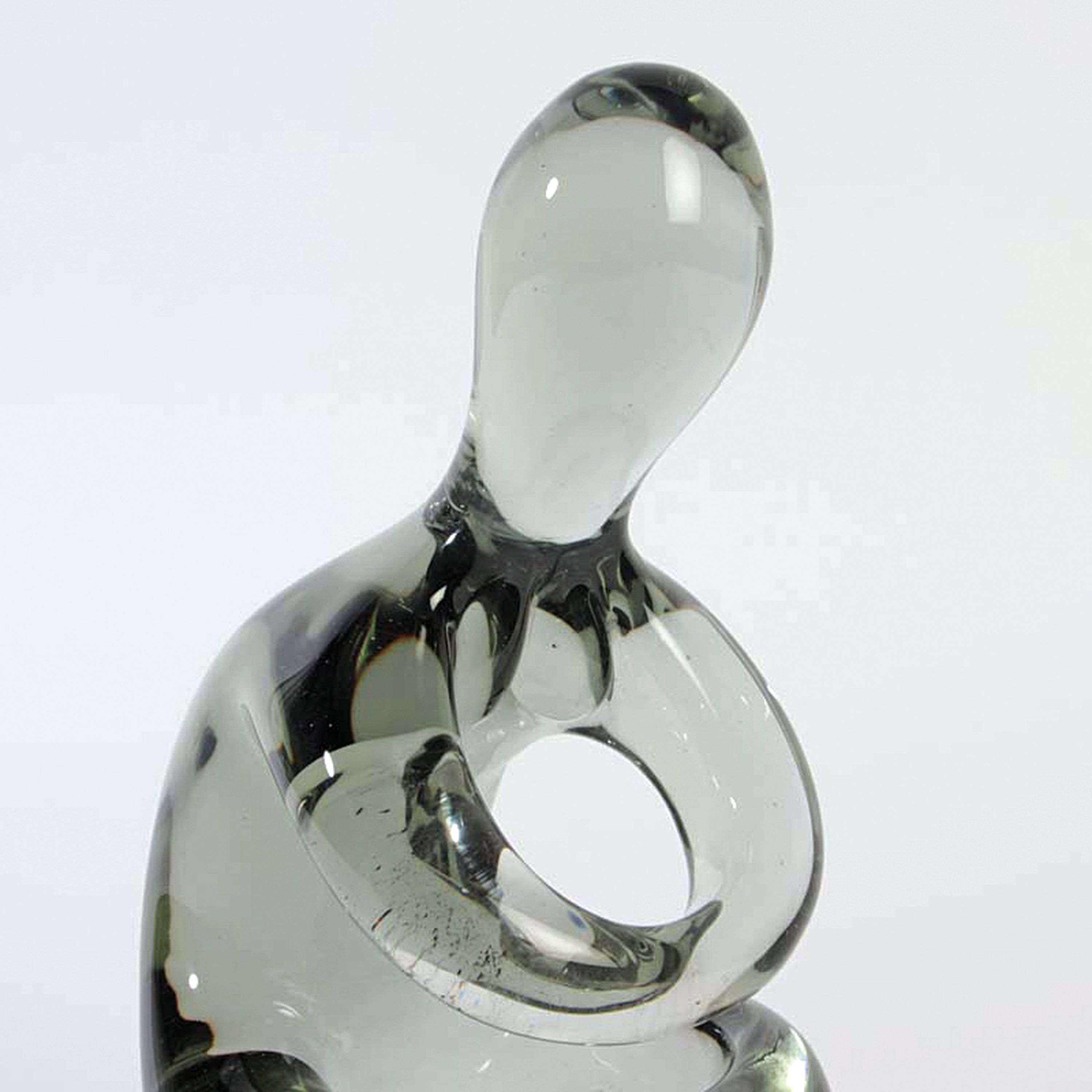 Detail j: 2 Glasskulpturen, Ermanno Nason für Cenedese und Seguso, Murano, unterschiedlich grün getöntes Glas, Mutter mit Kind von Ermanno Nason H. 26 cm; ...